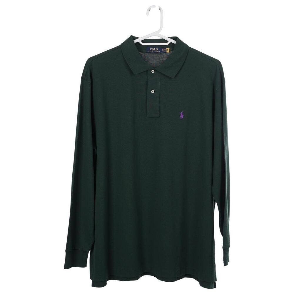 NWOT Polo Ralph Lauren Polo Shirt 2XB Green Cotton Mesh Pony Long Sleeve Casual